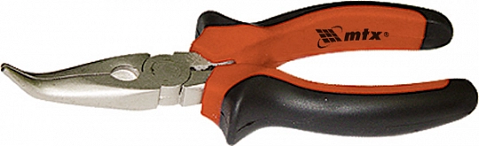 Длинногубцы NICKEL 200 мм изогнутые никелированные рукоятки (174249), Matrix