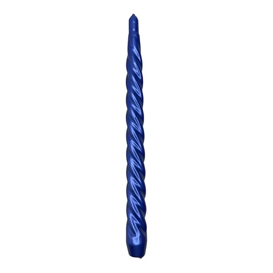 Свеча витая синяя перламутровая 25,5 см