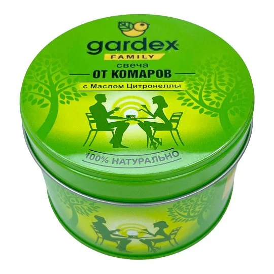 Свеча от комаров с маслом цитронелы 100% натурально 20 часов горения, Gardex