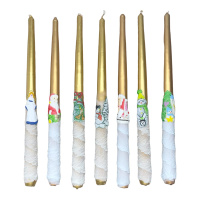 Свічка новорічна з аплікацією золотого кольору