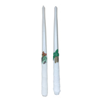 Свічка новорічна з аплікацією білого кольору