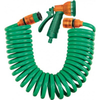 Пистолет для полива 7 режимов со спиральным шлангом 15 м, 89351