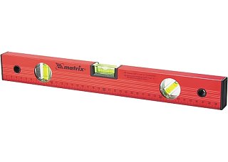 Рівень алюмінієвий 1200 мм фрезерований, 3 вічка, з лінійкою (332329), Matrix