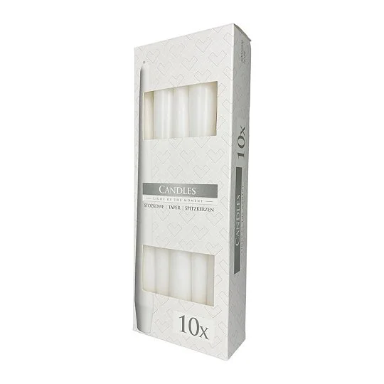 Свічка столова декоративна 10 шт біла, Bispol