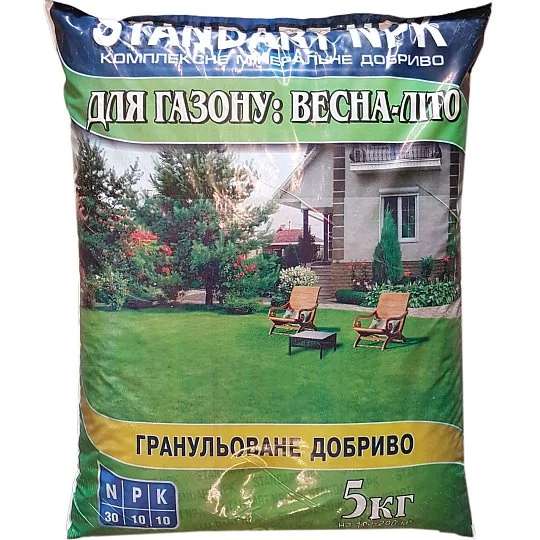 Удобрение для газона 5 кг весна-лето гранулированное, Standart NPK
