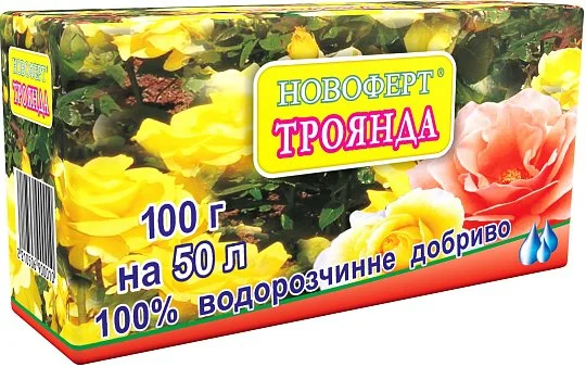 Удобрение Роза 100 г NPK 14-8-20+2MgO+6S+МЭ водорастворимое, Новоферт