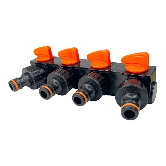 Планка-адаптер розподільна 3/4 - 1" з 4-ма запірними кранами АР 1024, Aquapulse - Фото 2