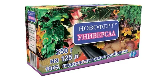 Удобрение Универсал 250 г NPK 20-20-20+1MgO+1S+МЭ водорастворимое, Новоферт