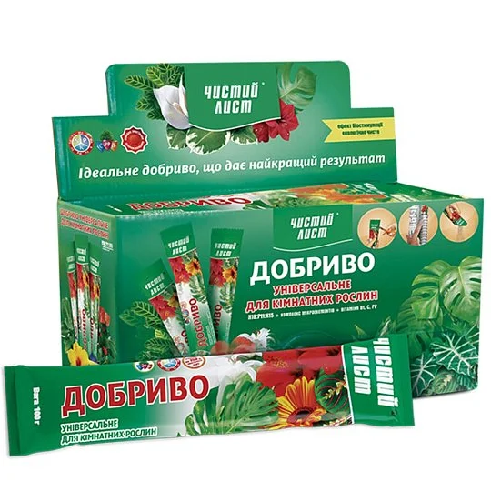 Удобрение Чистый лист 100 г универсальное для комнатных растений, Kvitofor