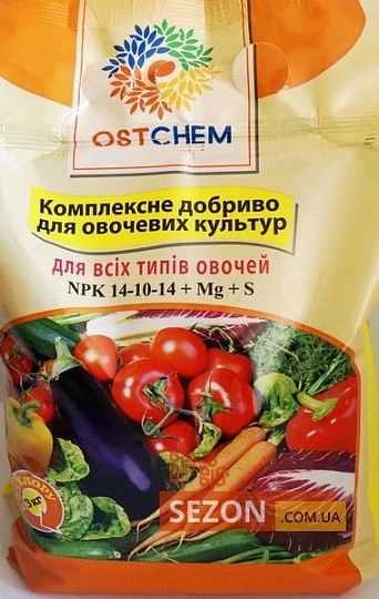 Комплексное удобрение для овощных культур 3 кг NPK 14-10-14+4Mg+8S, Ostchem