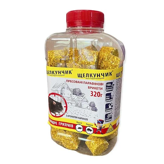 Лускунчик парафінові брикети від щурів та мишей 320 г з ароматом карамелі