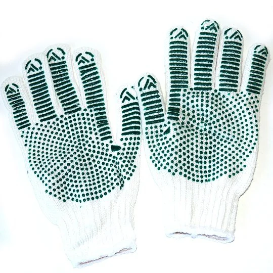 Перчатки белые с зеленой точкой №18